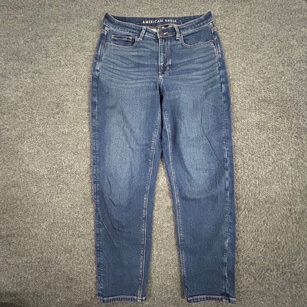 American Eagle Jeans Womens Size 8 Blue Mom High Waisted Stretch Tapered Denim